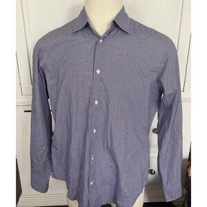 Vince Shirt Button Up Men's XL Long Sleeve Purple Blue Checkered EUC